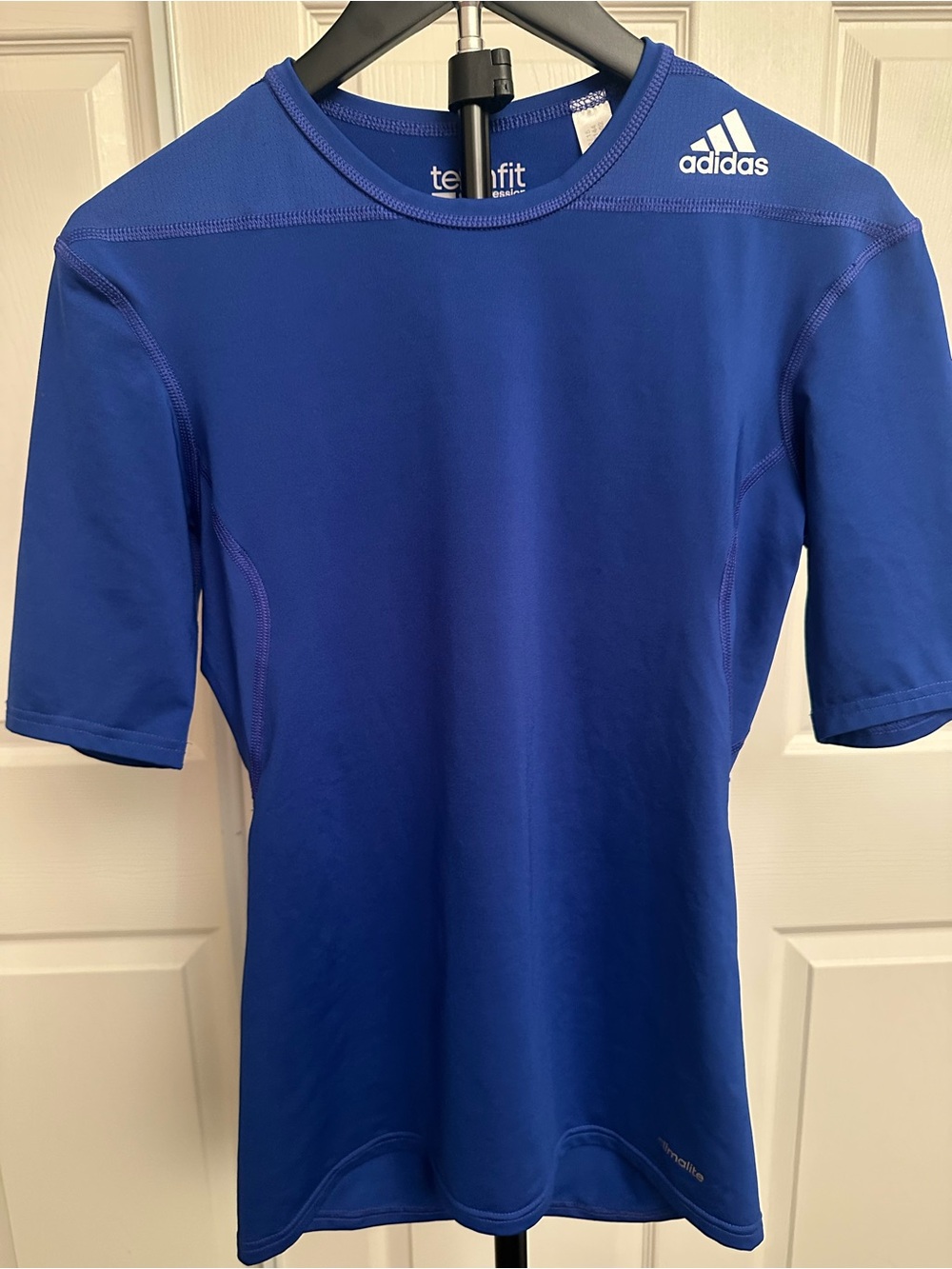 adidas Royal Blue Techfit Short-Sleeve Compression Top